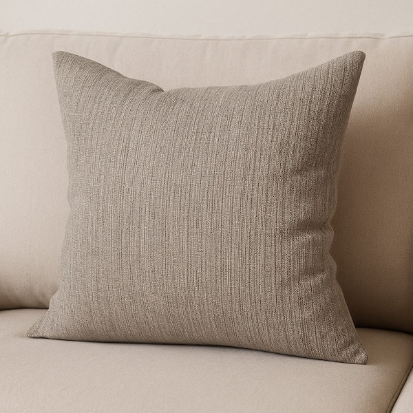 Homeroots 22" Gray Linen Throw Pillow Cover with Texture 608216 - main