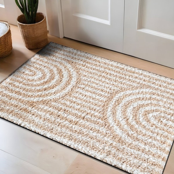 World Rug Gallery Abstract Arch Shag Area Rug 2 ft x 3 ft Beige WR121BEIGE2X3 - main