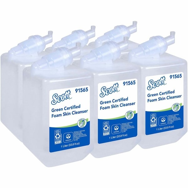 Scott Green Certified Foam Hand Soap, 1.0 L Refills for Compatible Scott Manual Dispensers, 6PK 91565 - main