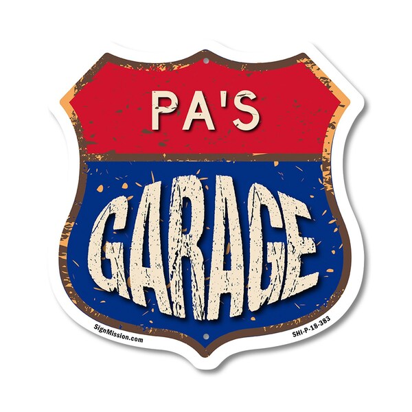 Signmission Pa's Garage, 18 Inch X 18 Inch, Plastic Sign SHI-P-18-383-PA - main