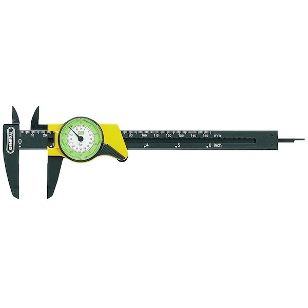 General Tools Dial Caliper, 0 to 6 in, SAE Graduation, 6 in Jaw, Analog Display, Plastic 142 - main