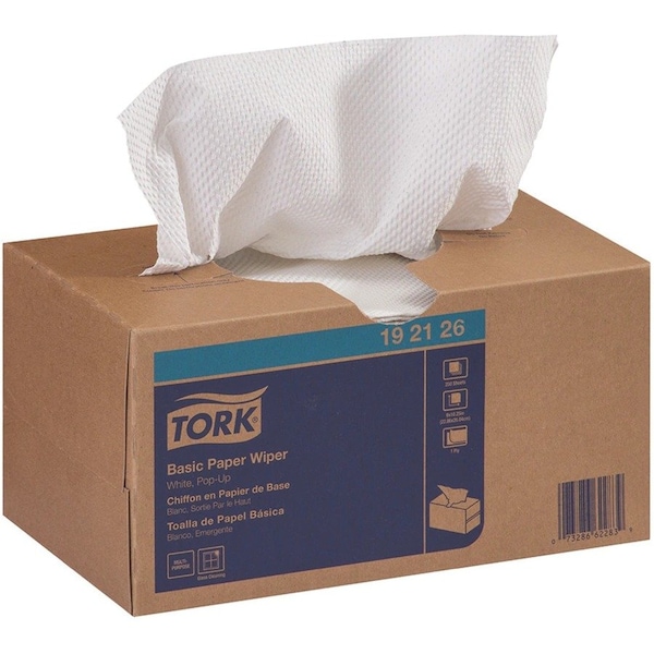 Tork Basic Paper Wiper, 1-Ply, 9 x 10.5, White, 250 Wipes, 24PK 192126 - main
