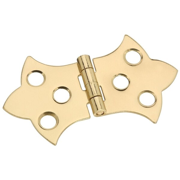National Hardware Decorative Hinge, 1.36 in H Door Leaf, 0.04 in Thick Door Leaf, Brass, Solid Brass, 2 lb, 2PK N211-821 - main