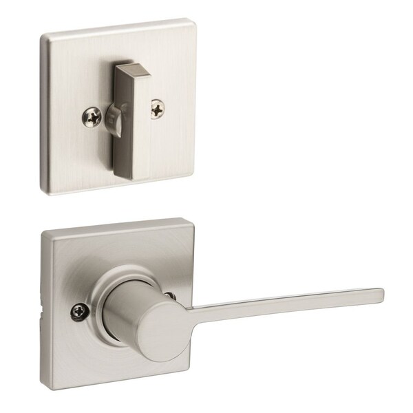 Kwikset Left Hand Ladera Lever with Square Rose Interior Single Cylinder Handleset Trim Compatible with 966LRLSQTLH-15.UNIV - main
