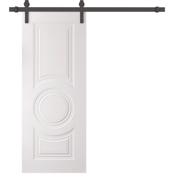 Sartodoors Barn Door 28 x 80 inches, BASIC 9801 White, 6.6FT Rail Track Heavy Hardware Set, Solid Panel Inte BASIC9801BD-B-SKIN-28 - main