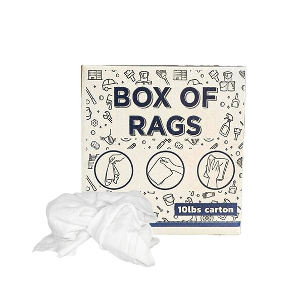 Supremeplus Recycled White Sweatshirt Cleaning Rags 10 lbs. Box SP-9527 - main