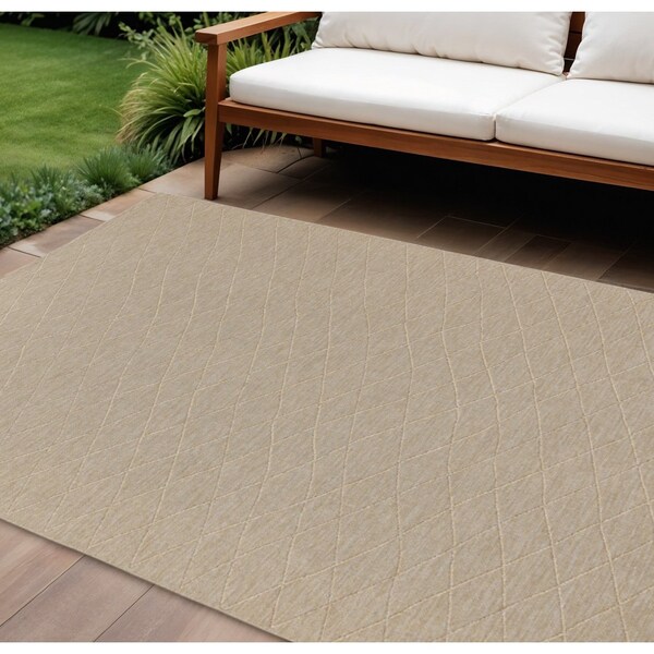 Homeroots 8' X 10' Natural And Light Brown Geometric Indoor Outdoor Area Rug 551533 - main