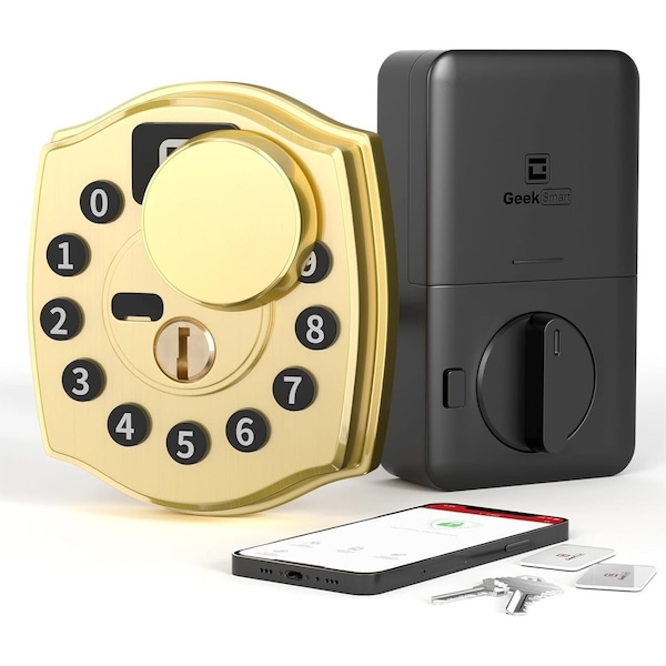 Wrightmaster 4 in 1 Corded Aluminum Smart Lock Deadbolt with App Biometric, Keyless Entry Door Lock with Keypad, ZR-F401G - main