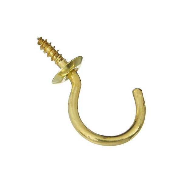 National Hardware Cup Hook, 1/25 in Opening, 1.84 in L, Brass, 2PK N119-701 - main
