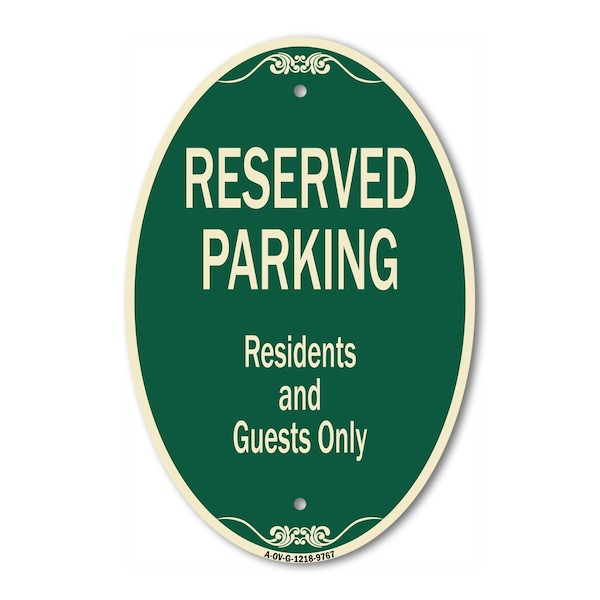 Signmission Reserved Parking - Residents And Guests Only, 12 Inch X 18 Inch Designer, Heavy Gauge Aluminum A-OV-G-1218-9767 - main