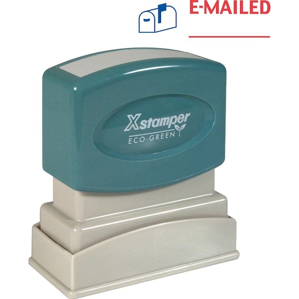 Shachihata Xstamper Pre-Inked Message Stamp, E-MAILED, 1-5/8" x 1/2", Blue/Red 2025 - main