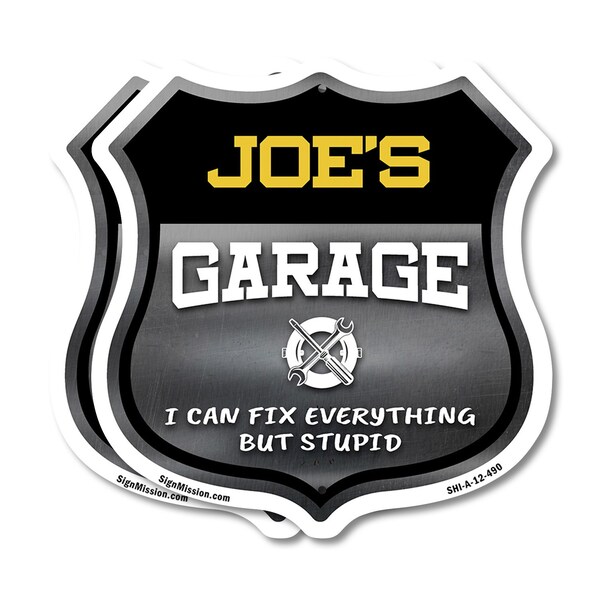 Signmission Joe's Garage I Can Fix Everything But Stupid, 12 inch X 12 inch, Aluminum Metal Sign, 2PK SHI-A-2PACK-12-490-JOE - main