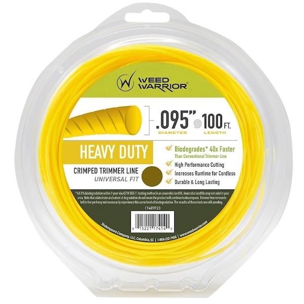 Weed Warrior Trimmer Line, 0.095 in Dia, 100 ft L, Nylon 17407 - main