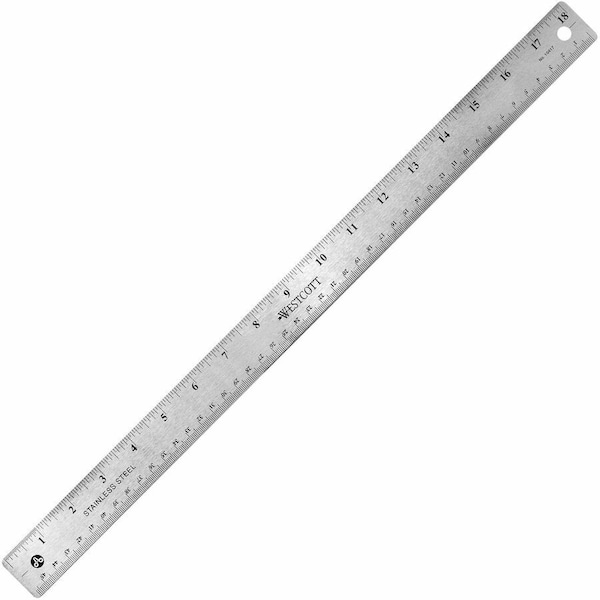 Westcott Rulers, 18"L, Stainless Steel, Nonslip Cork Back, 12/BX, SR PK ACM10417BX - main