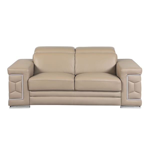Homeroots 72in Cream and Silver Italian Leather Loveseat 720509 - main
