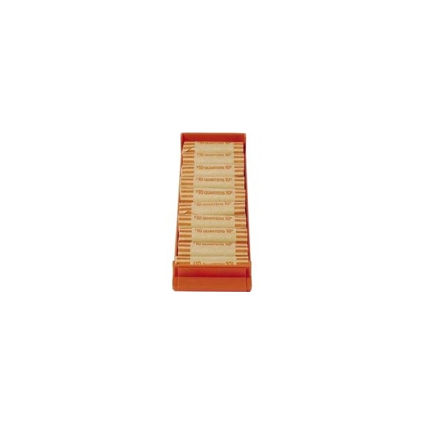 Controltek Coin Trays for Quarters, Stackable, 10 Coin Compartment(s), Orange, Plastic, 2PK 560563 - main
