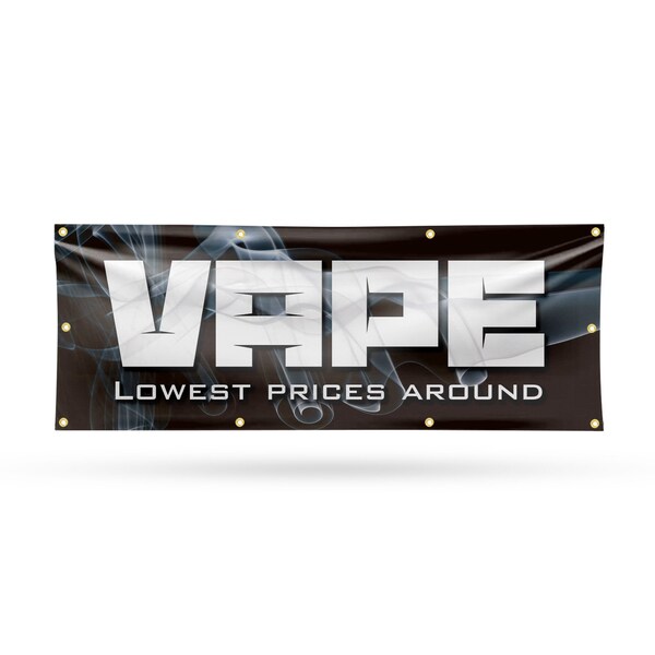 Signmission Vape Shop Lowest Prices, 36 Inch x 96 Inch, Vinyl Banner B-96-30908 - main