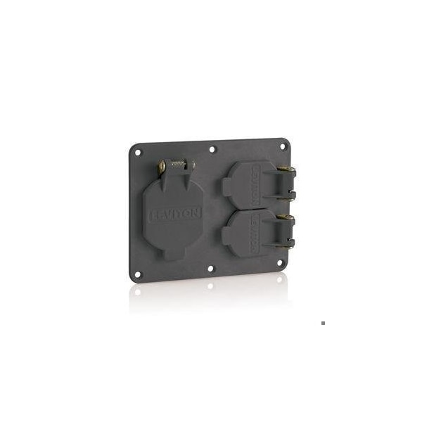 Leviton Two-Gang Coverplate WR Flip Lids Black 3262W-E - main