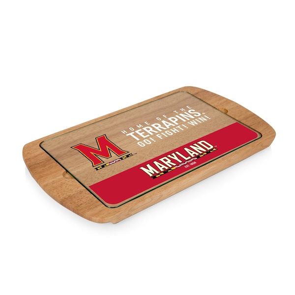 Picnic Time Family Of Brands NCAA Maryland Terrapins Billboard Glass Top Cheese Board - Charcuterie Boards, Parawood 911-01-505-314-0 - main