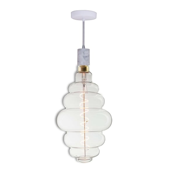 Bulbrite 4WLED BEEHIVE SHAPED GRAND, 2200K FILAMENT W/ WHITE MARBLE PENDANT, WHITE STRING 810176 - main