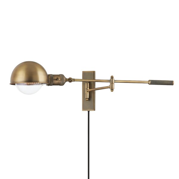 Troy Lighting Cannon 1 Light Plug-In Sconce 30.75 In. Patina Brass PTL1108-PBR - main