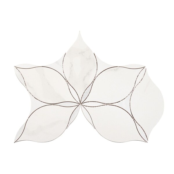 Andova Tiles Ciara Tanok White 7-in. x 12-in. Flower Marble Look Matte Porcelain Wall & Floor Tile ANDCIA1262 - main