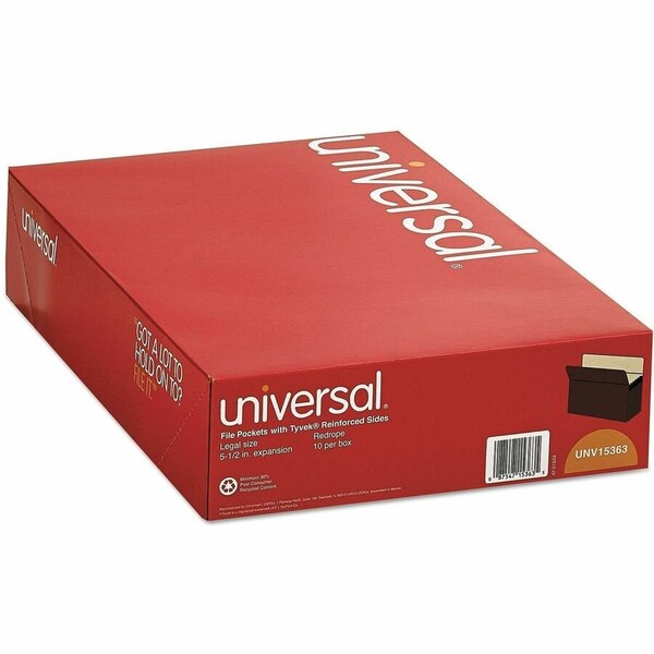 Universal 5-1/4" Expansion File Pockets, Straight, Legal, Redrope/Manila, 10/Box 15363 - main