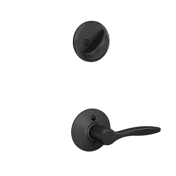 Schlage Residential Left Hand Delfayo Lever Interior Active Trim with 12326 Latch and 10269 Strikes Matte Black Finish F59DEL622LH - main