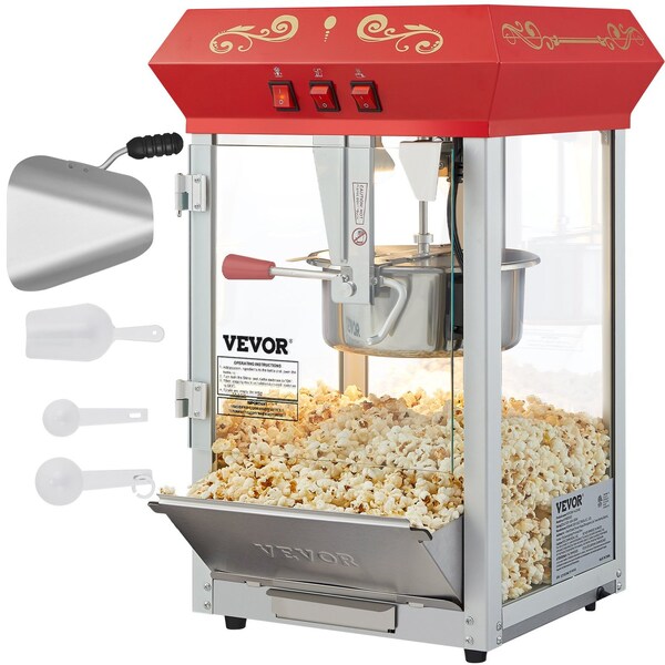 Vevor Popcorn Popper Machine Countertop Popcorn Maker 1440W 12 Oz 80 Cups Red NP16T - main