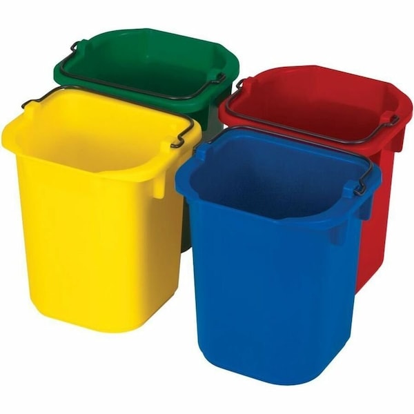 Rubbermaid Commercial 1 1/4 gal Square Bucket Set, 8 1/2 in H, 9 1/2 in Dia, Green, Red, Yellow, Plastic FG9T83010000 - main