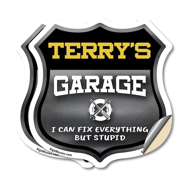 Signmission Terry's Garage I Can Fix Everything But Stupid, 4 inch X 4 inch, Vinyl Decal, 2PK SHI-D-2PACK-4-490-TERRY - main
