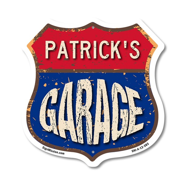 Signmission Patrick's Garage, 12 Inch X 12 Inch, Aluminum Metal Sign SHI-A-12-383-PATRICK - main