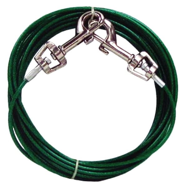 Boss Pet PDQ Pet TieOut Belt with Twin Swivel Snap, 20 ft L BeltCable, For Small Dogs Up to 10 lb Q222000099 - main