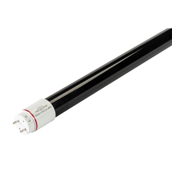 Keystone 12W Black Light LED T8 Tube. UV-A, Peak Wavelength 365nm. Black Glass Construction, 120-277V Input, KT-LED12T8-48G-BL-D-CP - main