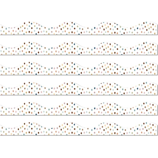 Ashley Productions Magnetic Scallop Border, Everyone is Welcome Painted Dots, 12 Feet Per Pack, 6PK 11433 - main