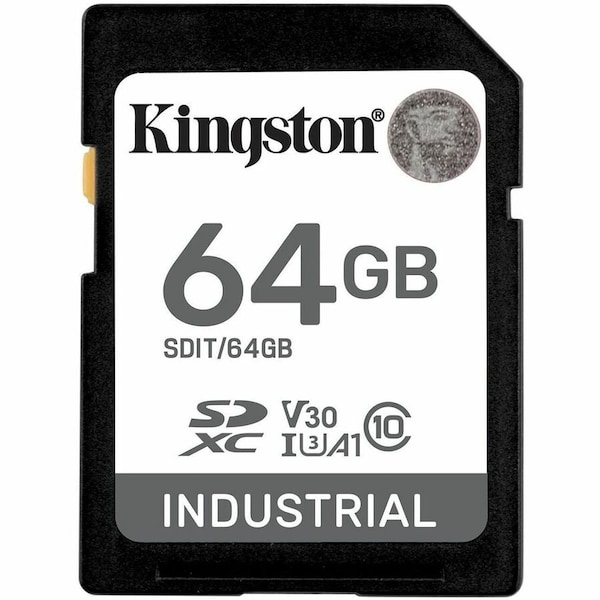 Kingston Kingston Industrial 64 GB Class 10/UHS-I (U3) V30 SDXC - 100 MB/s Read - 3 Year Warranty SDIT/64GB - main