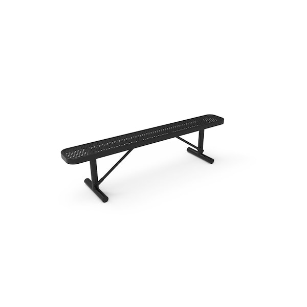 Mytcoat 6ft Outdoor Bench without Back, Portable, Black, Punched Steel, Textured Coating 804324 - main