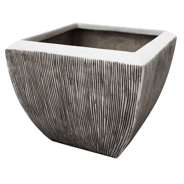 Homeroots Large Distressed And Ribbed Flower Pot Planter 274806 - main