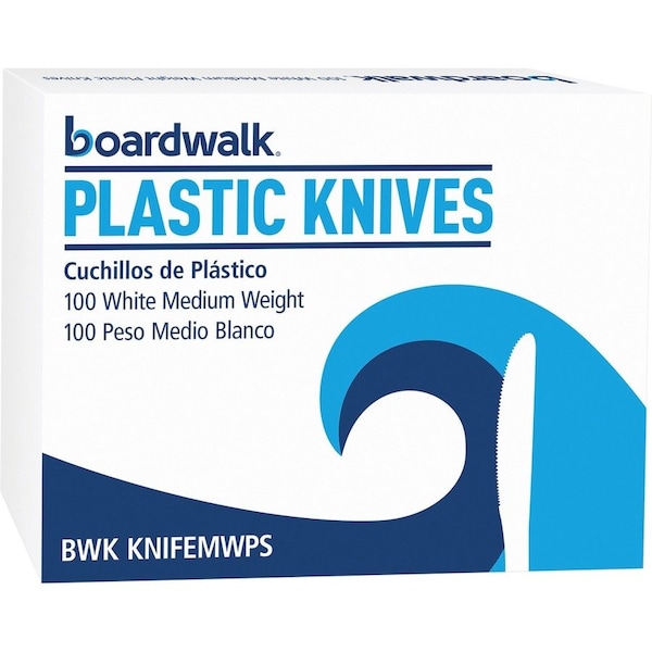 Boardwalk Mediumweight Polystyrene Cutlery, Knife, White, PK1000 BWK KNIFEMWPS - main
