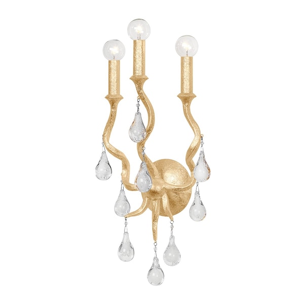 Corbett Lighting Aveline 3 Light Wall Sconce 11.25 In. Gold Leaf 414-03-GL - main
