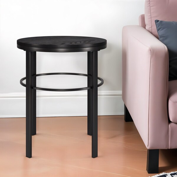 Homeroots 24" Black Wood And Steel Round End Table 544228 - main