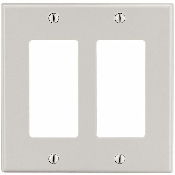 Hubbell Wiring Device-Kellems Wallplate, 2-Gang, 2) Decorator, Light Almond P262LA - main