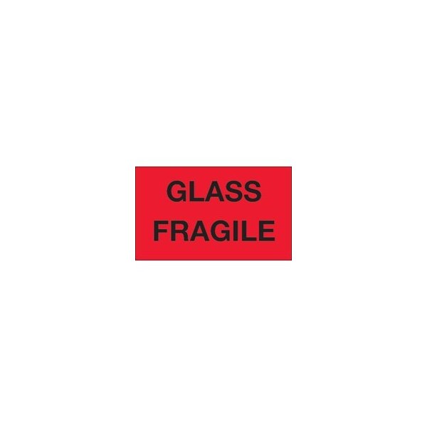 Bubblefast 3 x 5'' - ''Glass - Fragile'' Fluorescent Red Labels BFDL1201 - main