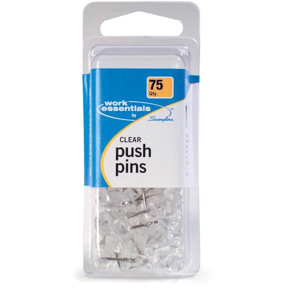 Swingline Work Essentials Clear Push Pins 75 pk S7071760 - main