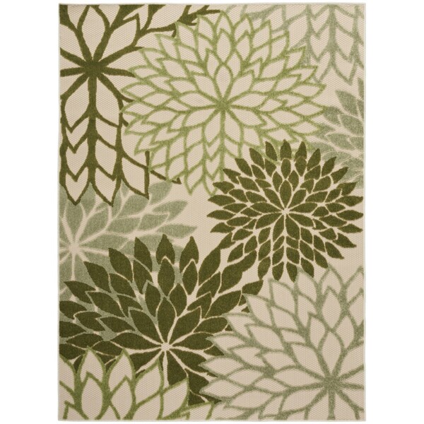Homeroots 4' X 6' Ivory And Green Floral Indoor Outdoor Area Rug 548151 - main