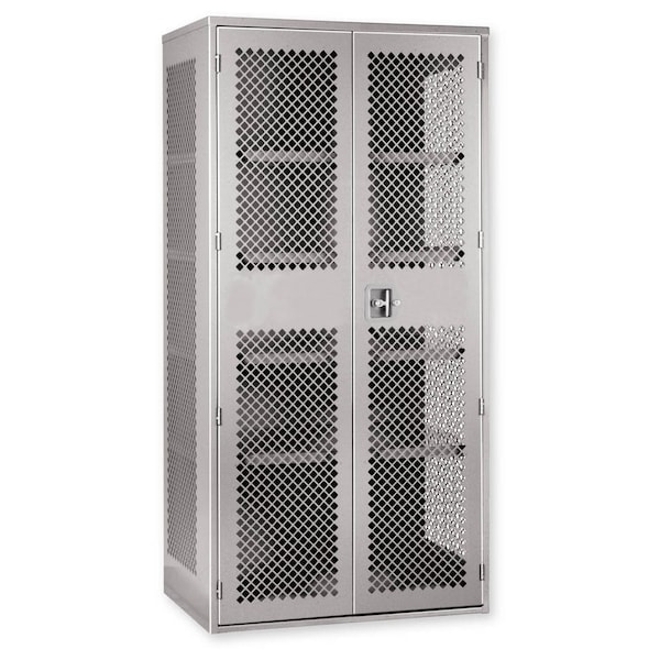 Pucel Heavy Duty Storage Cabinet with Perforated Doors and Sides, 36 in W x 78 in H x 24 in D, Light Blue HDSC-3678-24-4-PERF - main