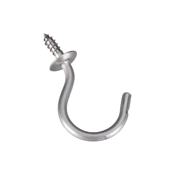 National Hardware Cup Hook, 1-1/2 in L, Stainless Steel, 2PK N348-458 - main