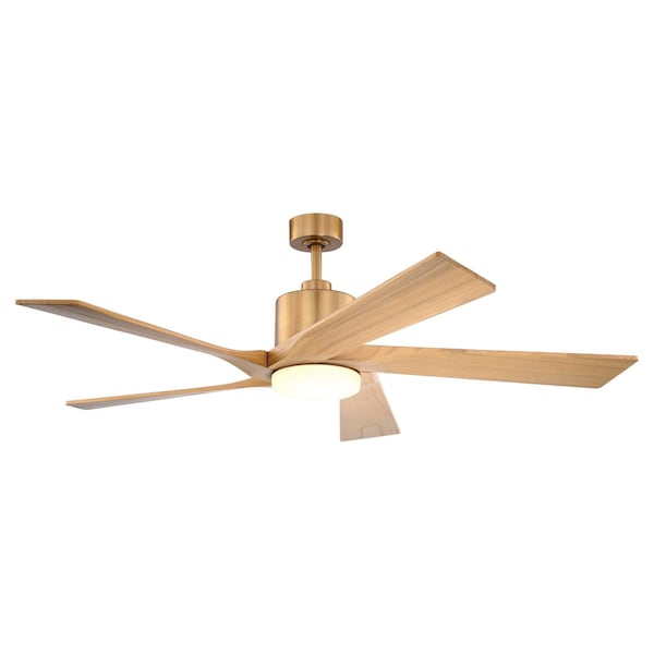 Vaxcel Wedgewood, 60 in, Satin Brass Ceiling Fan, Oak Blades, LED, Remote, DC Motor F0147 - main