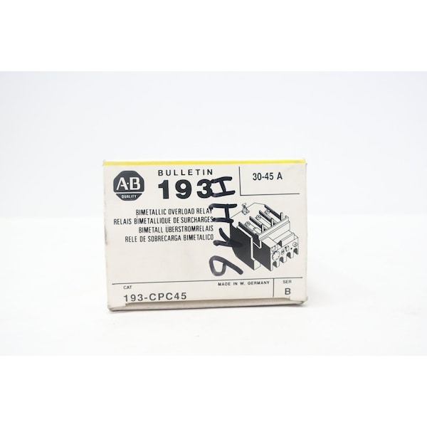 Allen Bradley OVERLOAD RELAY 30-45A 193-CPC45 - main