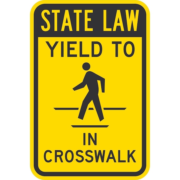 Lyle State Law Yield To (Ped Sym) In Crosswalk (With, 12x18, High Intensity Prismatic, Yellow G-4364-HI_12x18 - main